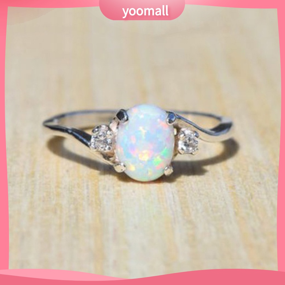 Nhẫn Đính Hôn Hợp Kim Đính Đá Opal Thanh Lịch Thời Trang Cho Nữ