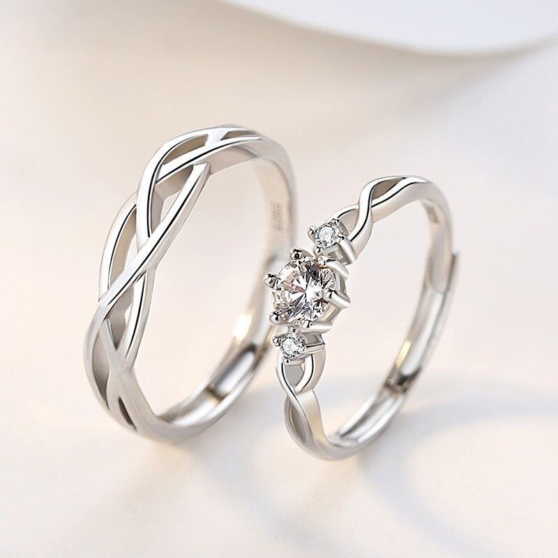 Nhẫn đôi nam nữ thiết kế hở dễ dàng điều chỉnh kích cỡ theo yêu cầu