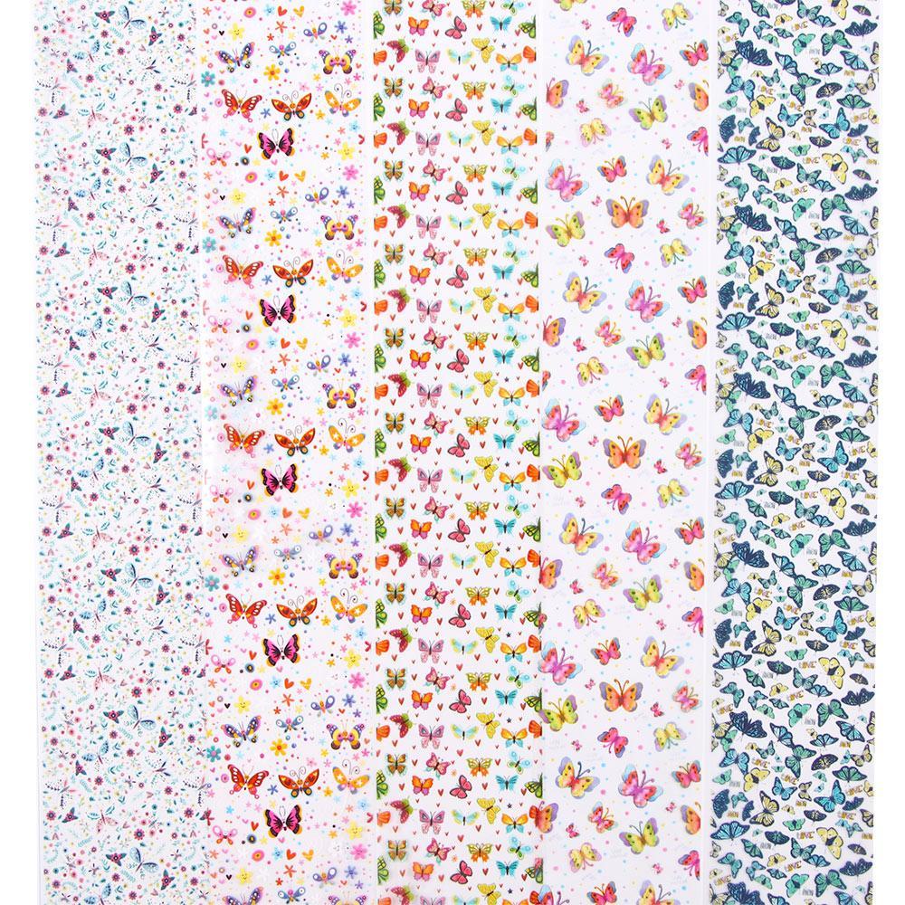 OCEANMAP Miếng Dán Móng Tay Chuyển Nước Họa Tiết Hoa Bướm Bầu Trời Sao Tự Nhiên