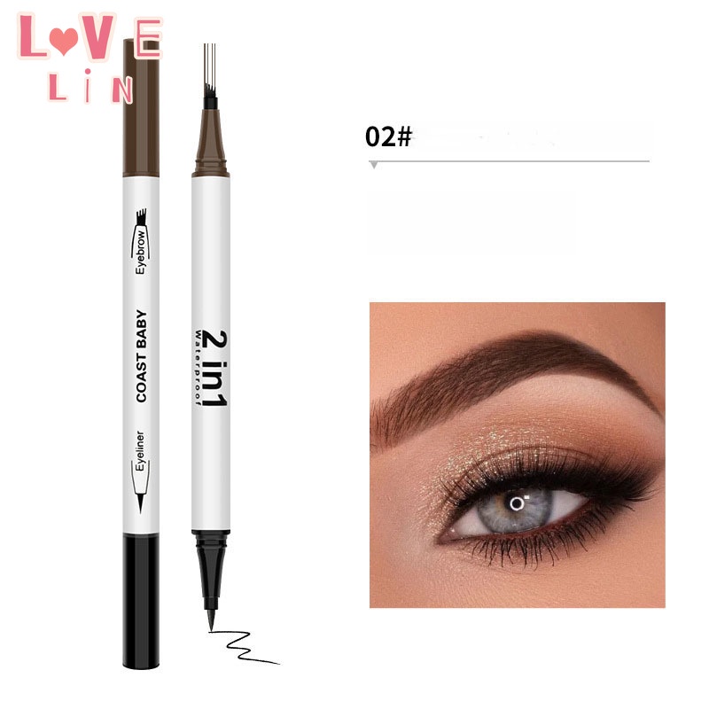 Bút Kẻ Lông Mày Kiêm Bút Kẻ Mắt Dạng Lỏng Hai Đầu Màu Đen Kháng Nước Và Không Nhòe Bobeni