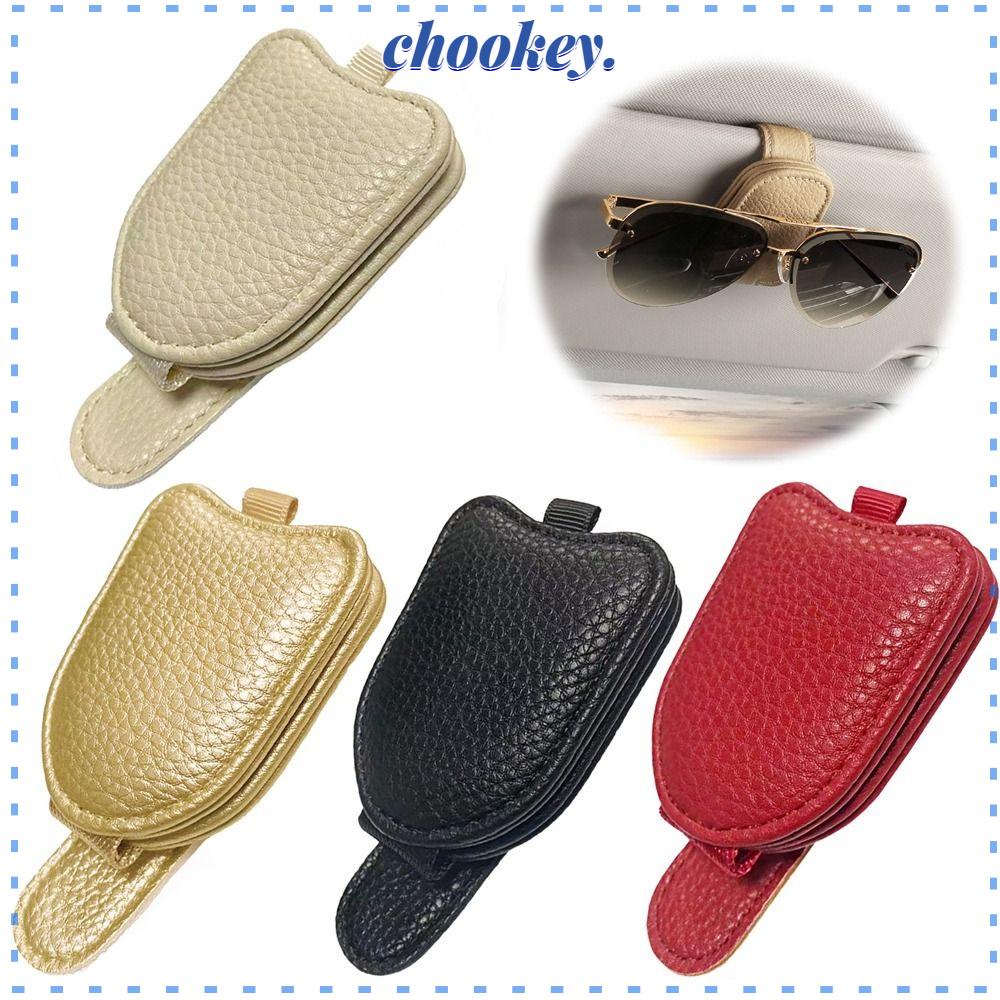 CHOOKEY Kẹp Giữ Mắt Kính Bằng Da PU Gắn Tấm Chắn Nắng Xe Hơi