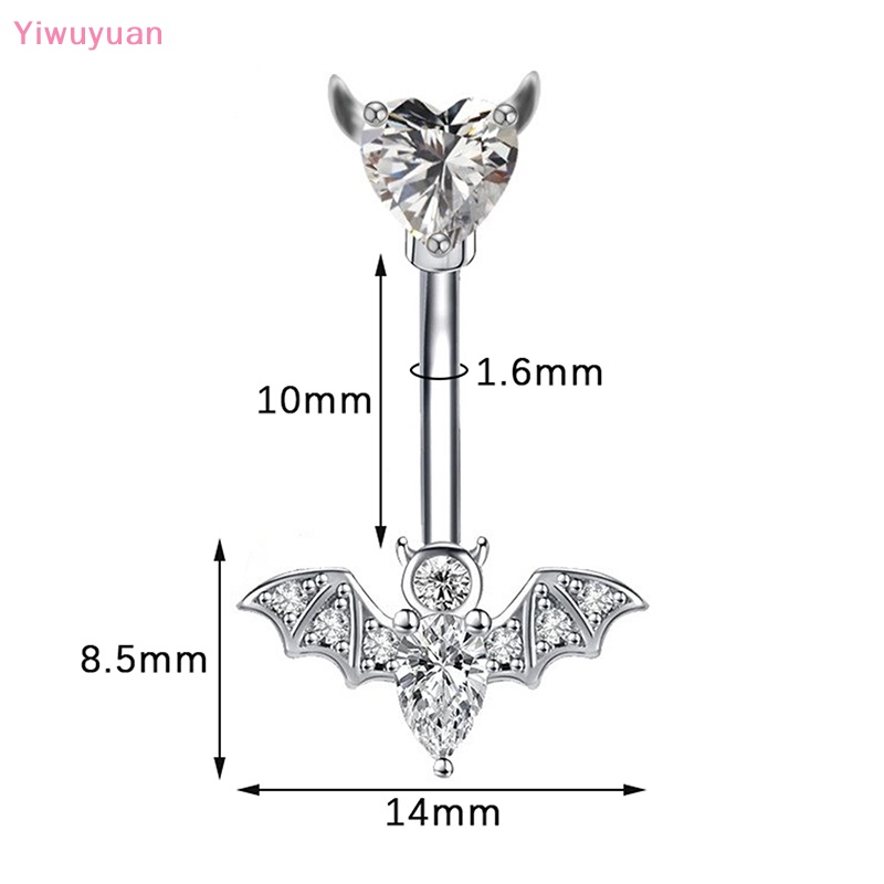 < Yiwuyuan > Khuyên Rốn Hình Dơi Đính Đá Zircon Đỏ Mới Cho Nữ