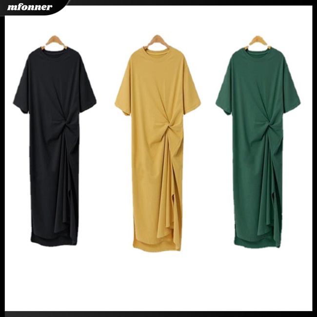 Đầm Sơ Mi Tay Ngắn Dáng Rộng Plus Size Thời Trang Mùa Hè Cho Nữ