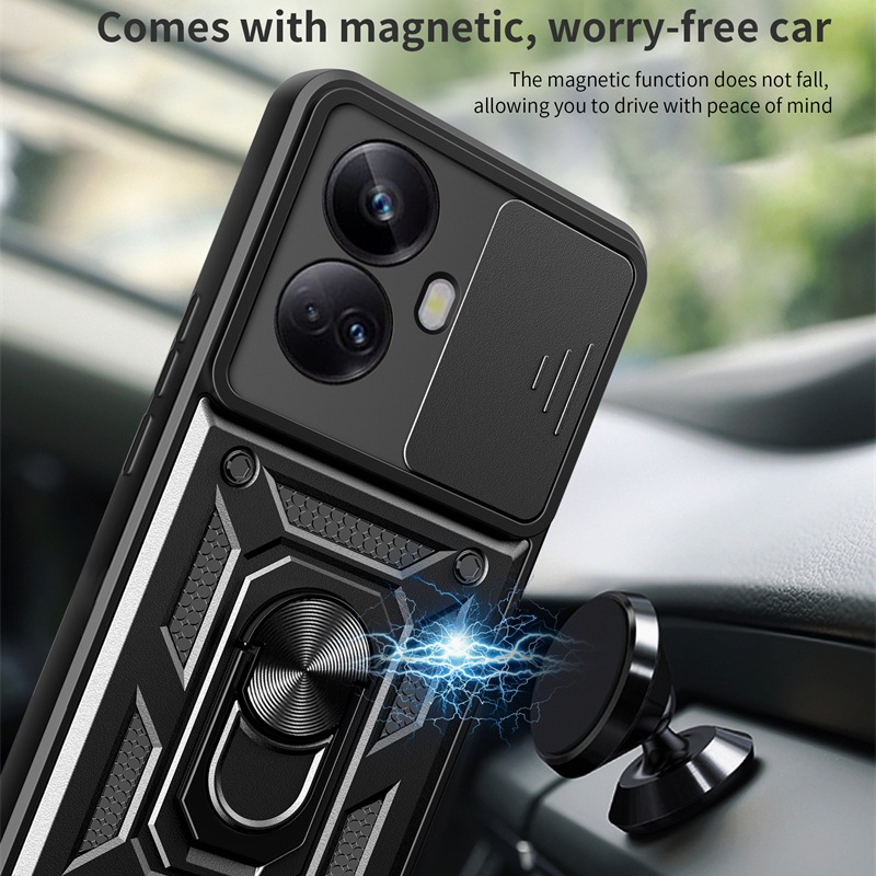 Ốp Điện Thoại Kiểu Giáp Bảo Vệ Camera Có Nam Châm Cho Realme 10 Pro Plus 5G