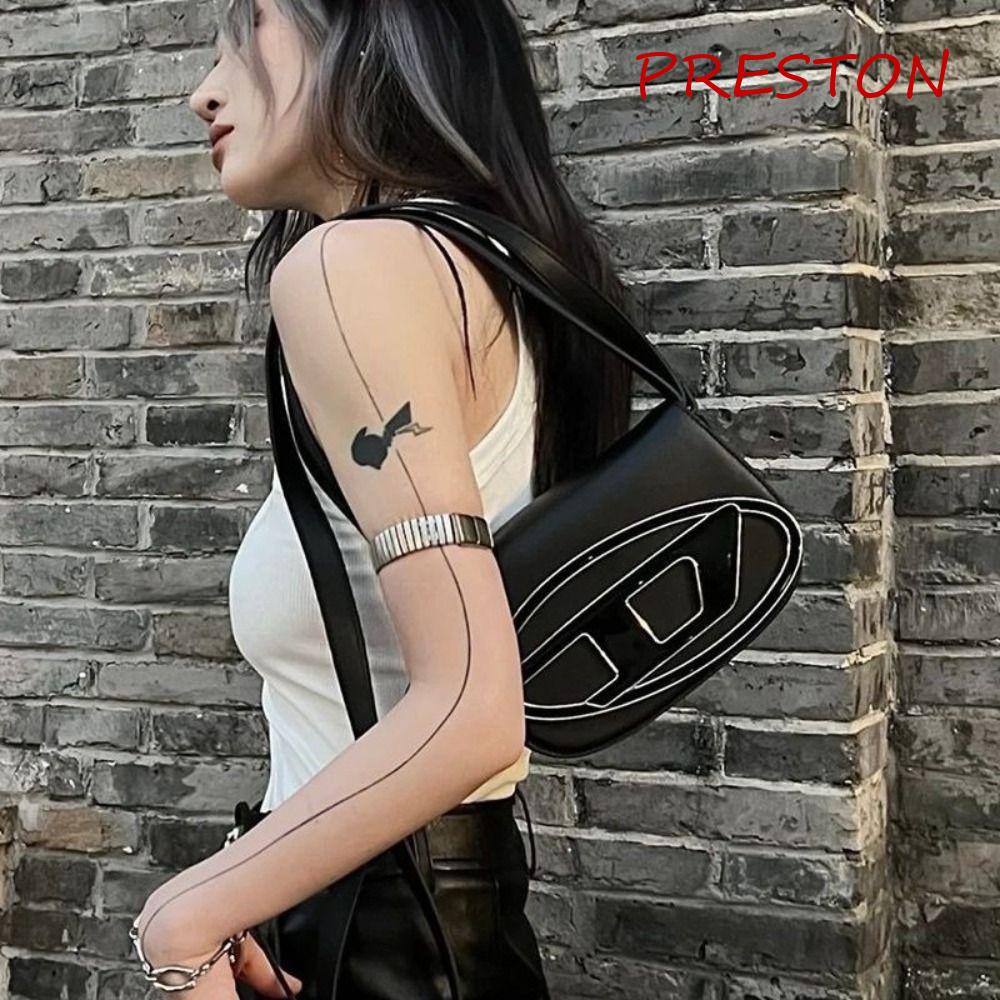 Túi Xách Màu Trơn In Chữ D Phong Cách Retro Pháp Cho Nữ