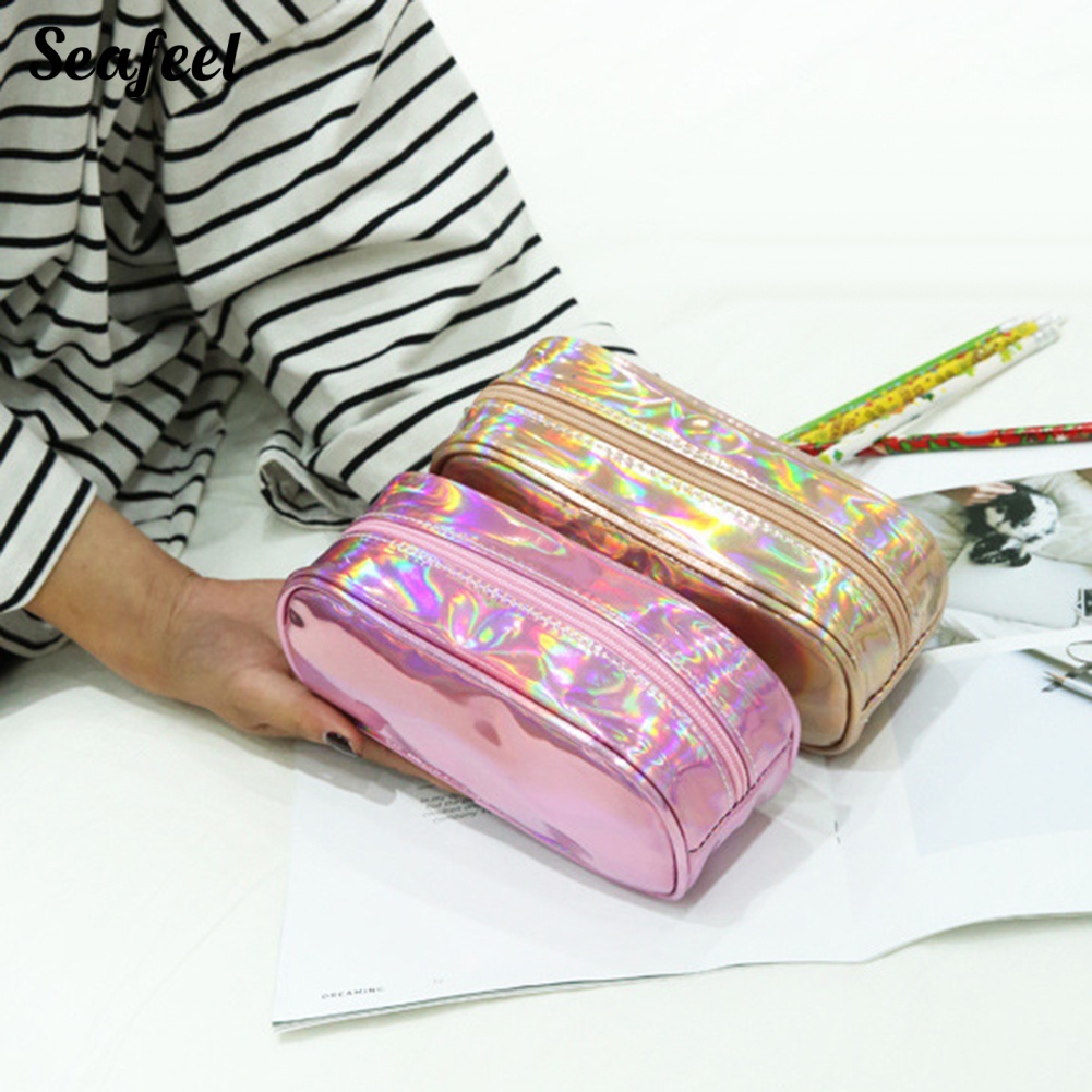 Túi Đựng Mỹ Phẩm Màu Laser Có Khóa Kéo Cho Nữ