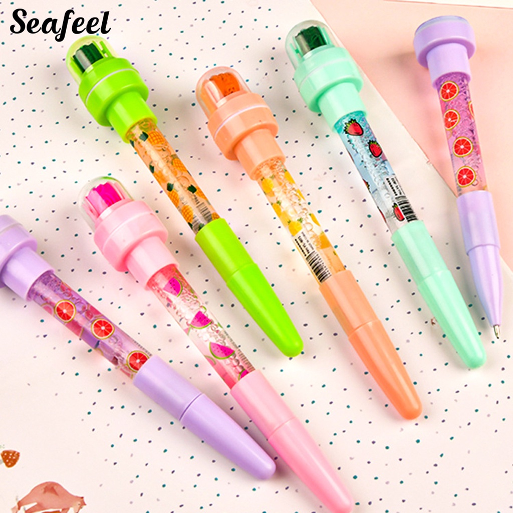Bút Bi Nhựa Họa Tiết Dễ Thương Có Đèn Và Bong Bóng