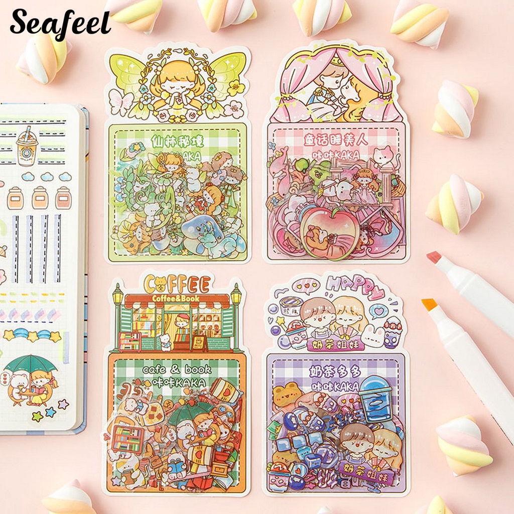 Bộ 50 Miếng Dán Trong Suốt Chống Thấm Nước Họa Tiết Graffiti Trang Trí Sổ Tay