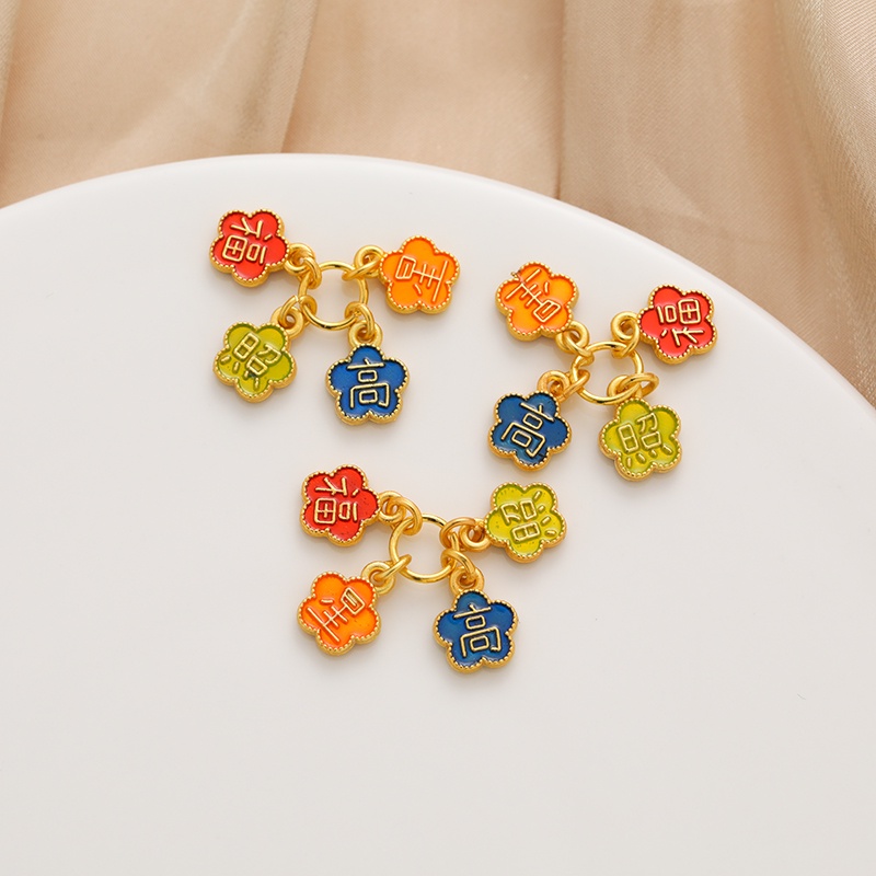 Tag Vòng Tay Mạ Vàng Cổ Điển Tự Làm Đính Hạt Cườm Dầu Cloisonne Peace Joy