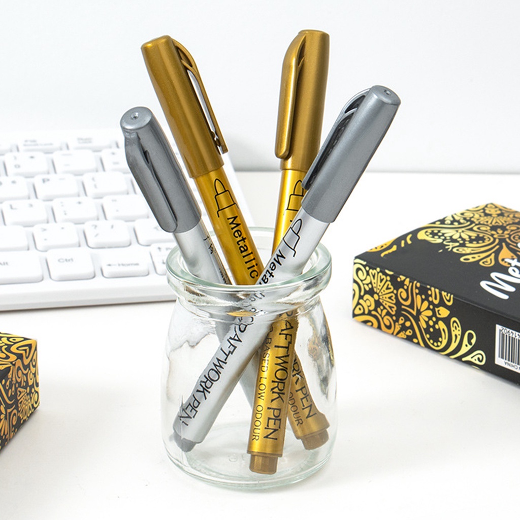 Bộ 2 Cây Bút Lông Viết Trơn Tru Bằng Nhựa Chống Nước Dùng Trang Trí Sổ Tay DIY