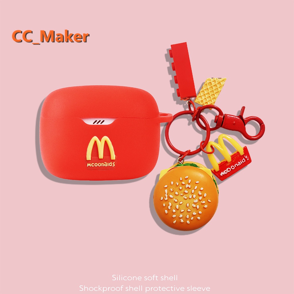 For JBL TUNE Beam Case Cartoon Burger Keychain Pendant Cute Piggy Plush Briquette JBL TUNE Beam Silicone Soft Case Creative Astronaut Lucky Cat Pendant JBL TUNE Buds / JBL T230NC / T130 Cover Soft Case
