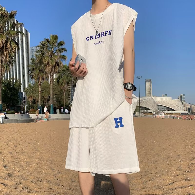 Set Áo Thun Sát Nách Và Quần Short Thể Thao Phong Cách Hong Kong Thời Trang Mùa Hè Mới Cho Nam