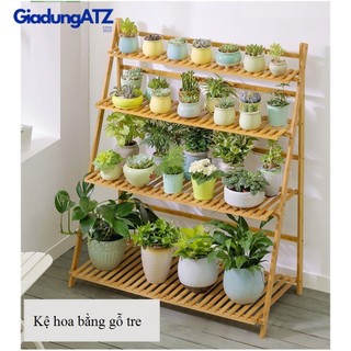 Kệ để cây cảnh, sen đá bằng tre nhiều tầng