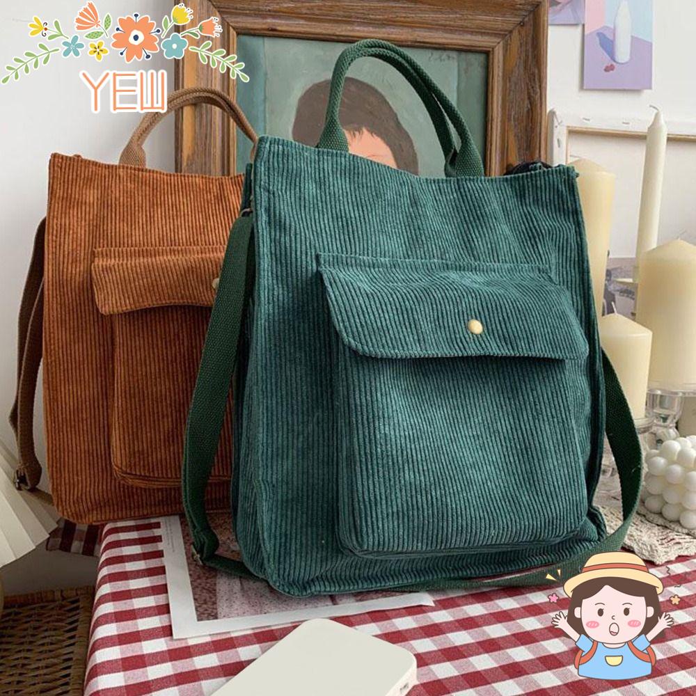 Túi Đeo Vai Sức Chứa Lớn Bằng Vải Nhung Có Túi Bên Ngoài