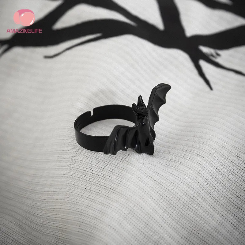 Nhẫn Hở Hình Dơi / Hello Kitty Bằng Kim Loại Nặng Có Thể Điều Chỉnh Phong Cách Punk Cho Nam Và Nữ