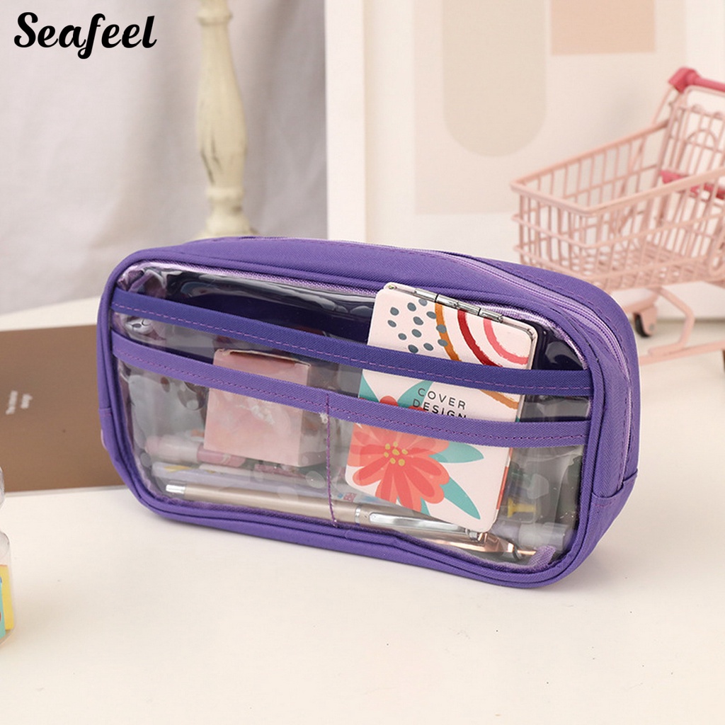 Bóp Viết Trong Suốt Có Khóa Kéo Dung Tích Lớn Tiện Dụng