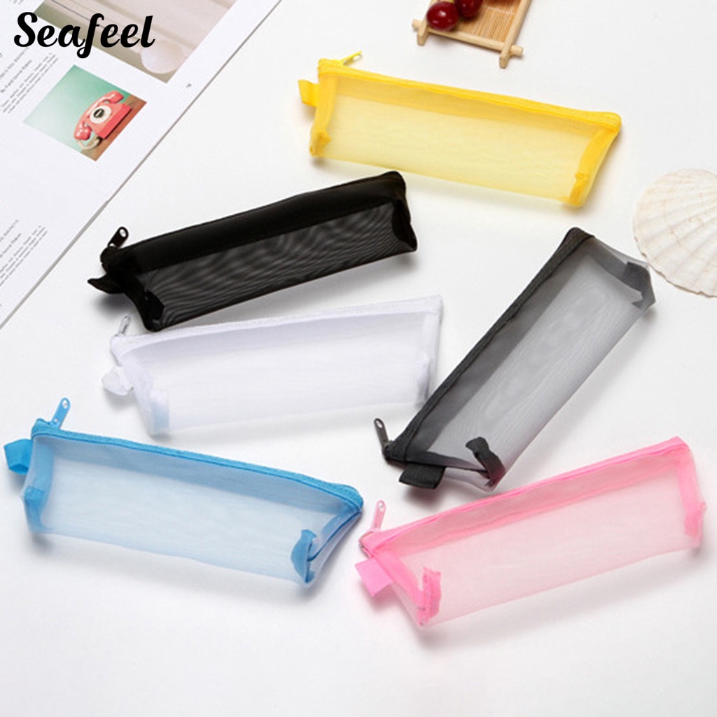 Túi Đựng Bút Dạng Lưới Trong Suốt Sức Chứa Lớn Có Khóa Kéo Tiện Dụng