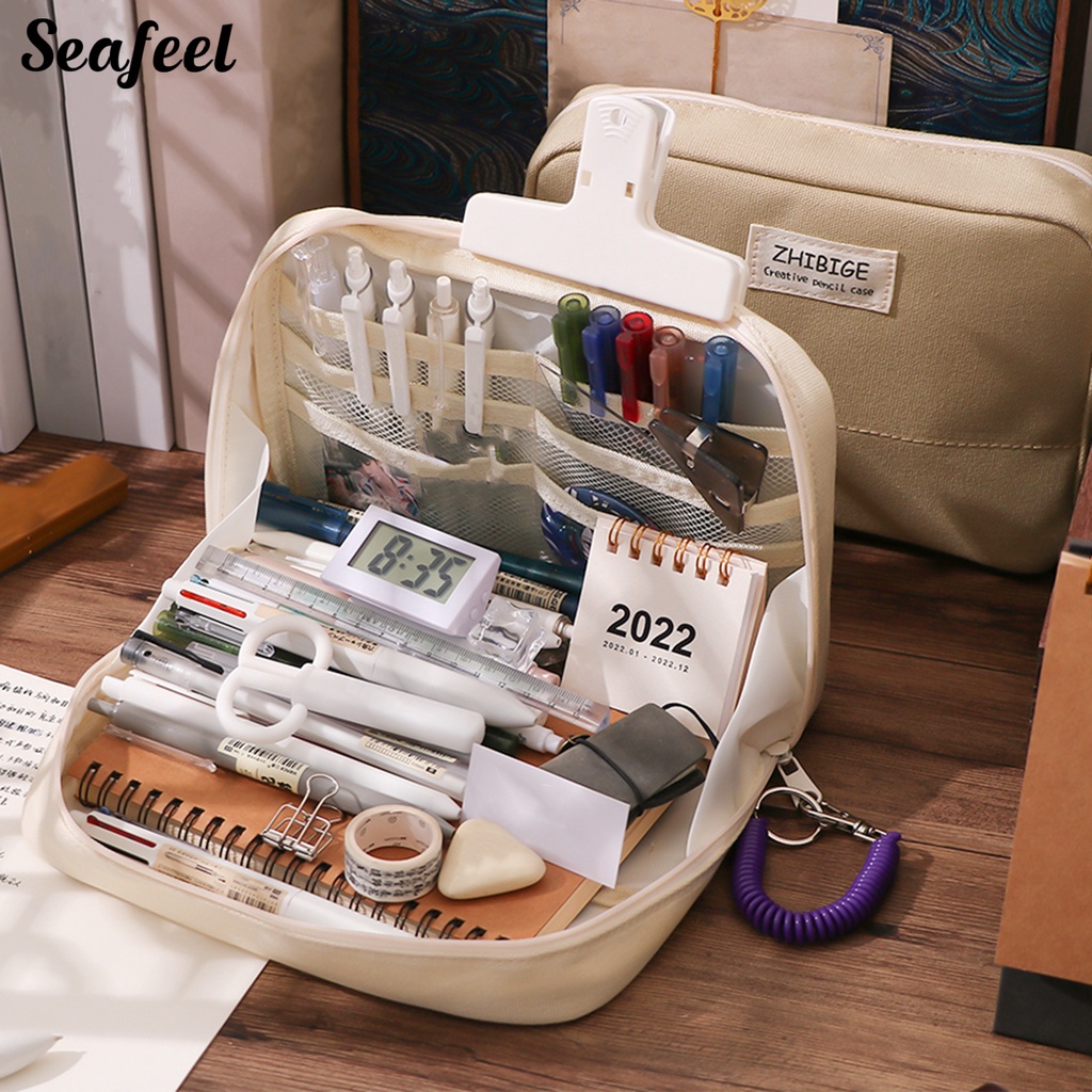 Túi Đựng Bút Sức Chứa Lớn Có Khóa Kéo Nhiều Ngăn Chống Mòn Dễ Mang Theo Cho Học Sinh