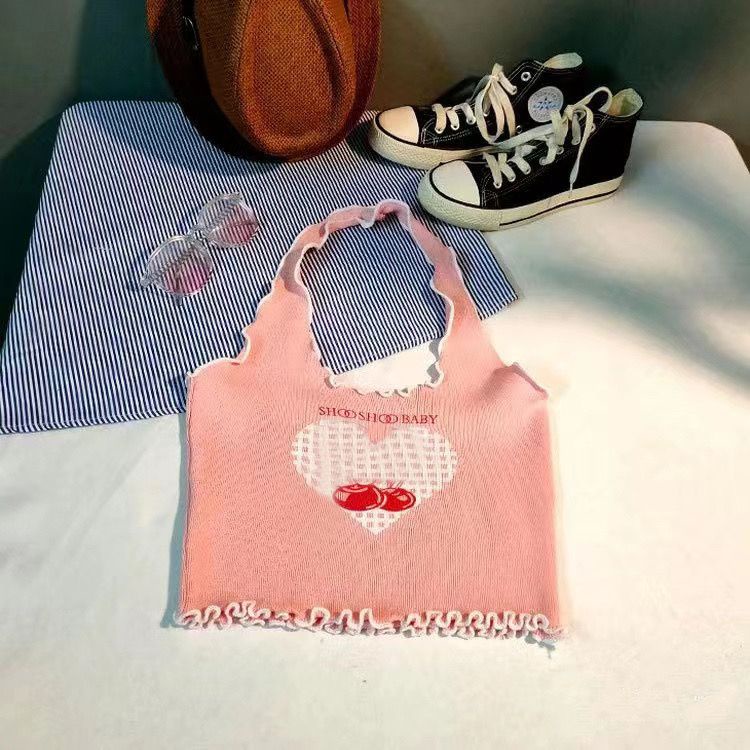 Áo Hai Dây Mùa Hè Họa Tiết Trái Tim Cho Bé Gái Mới 2023