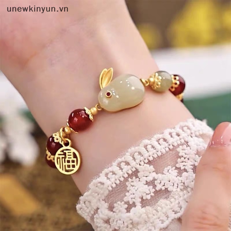 Vòng Tay Chuỗi Hạt Mặt Hình Thỏ Hoàng Đạo Phong Cách Trung Hoa Cổ Điển Thời Trang Cho Nữ