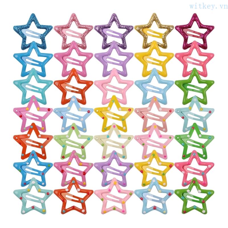 Set 35 Kẹp Tóc Hình Ngôi Sao Năm Cánh Màu Sắc Kẹo Ngọt Dành Cho Bé Gái