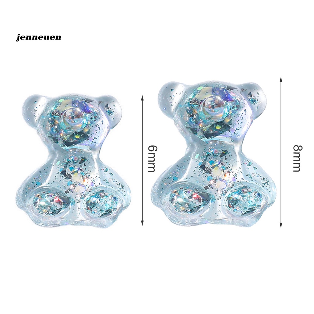 Bộ 50 Phụ Kiện Trang Trí Móng Tay Hình Gấu 3D Dễ Tháo Rời