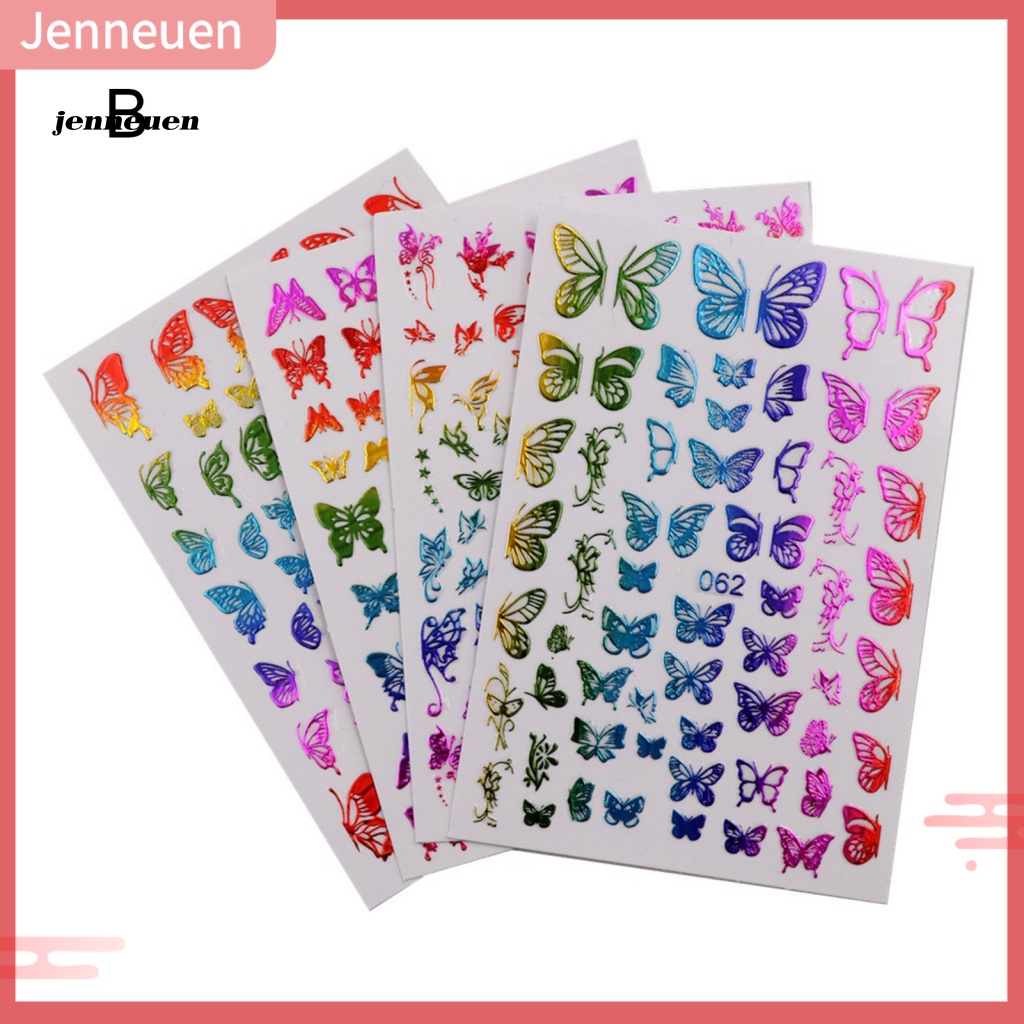 Set 4 / 16 Miếng Dán Hình Bướm 3D Nhiều Màu Sắc Phản Quang Trang Trí Móng Nghệ Thuật