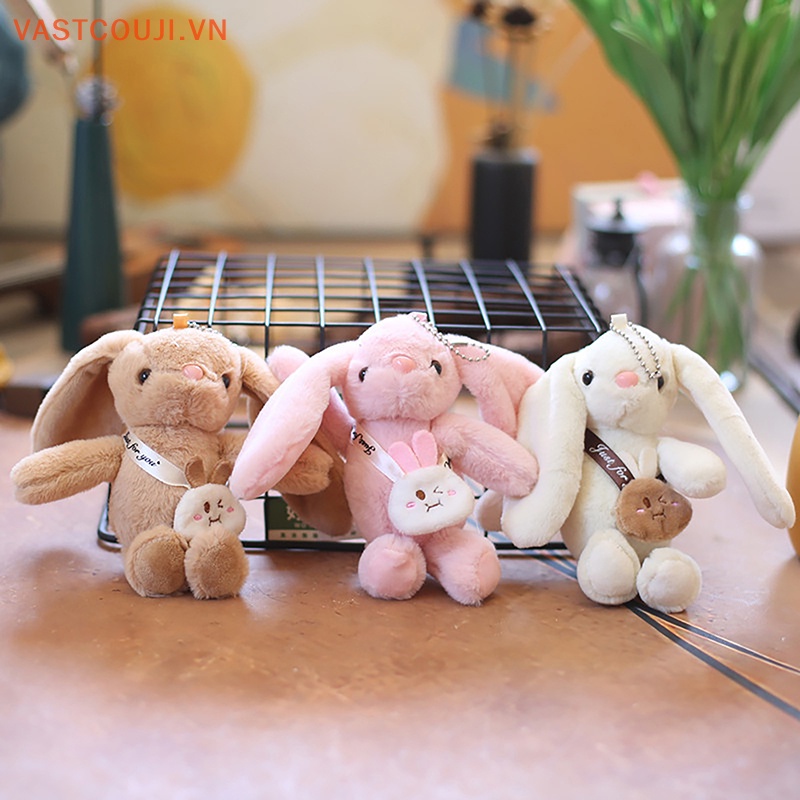 Móc Khóa Thỏ Nhồi Bông Tai Dài Đáng Yêu Cho Bé