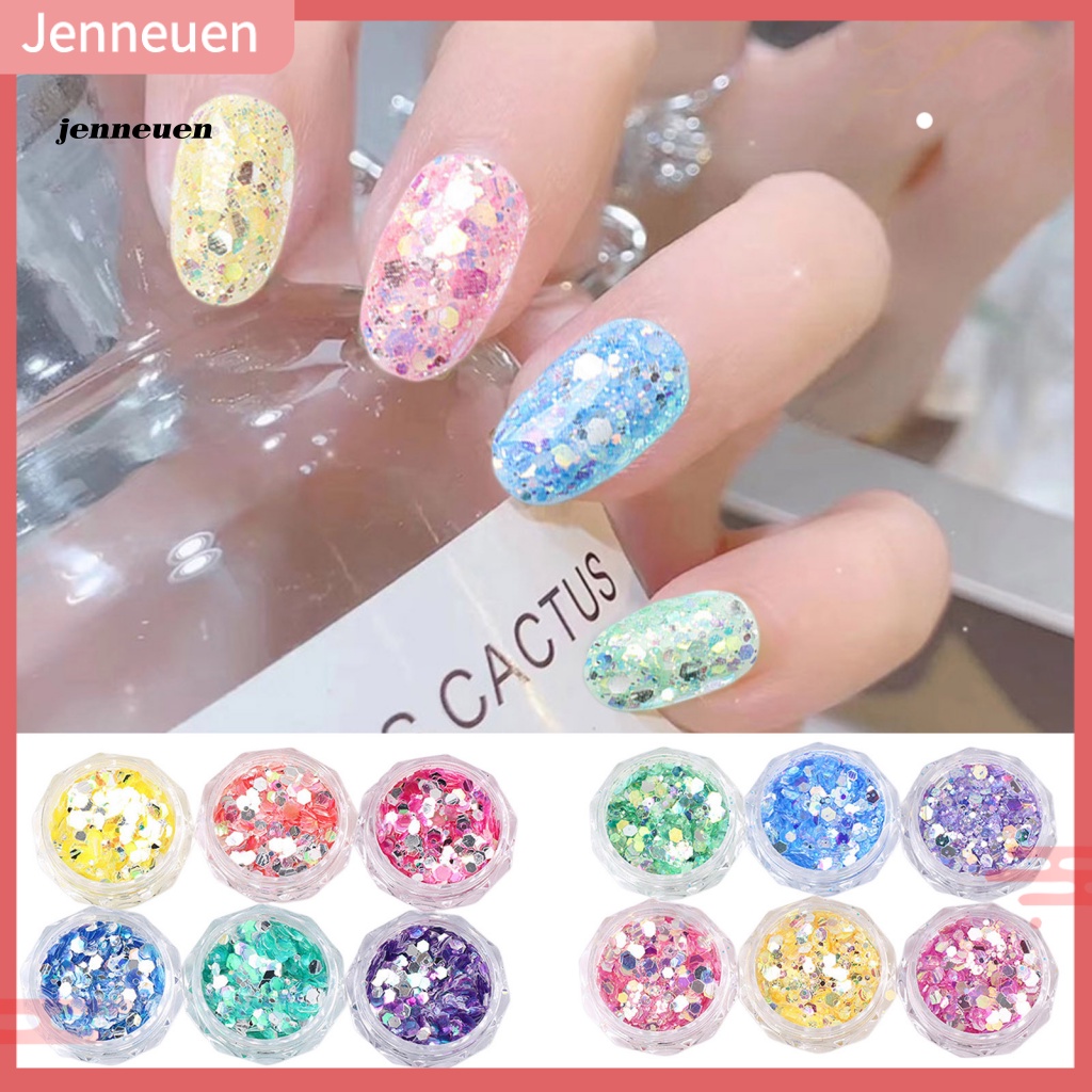 Set 6 Hộp Phụ Kiện Trang Trí Móng Tay Nghệ Thuật Màu Macaron Xinh Xắn