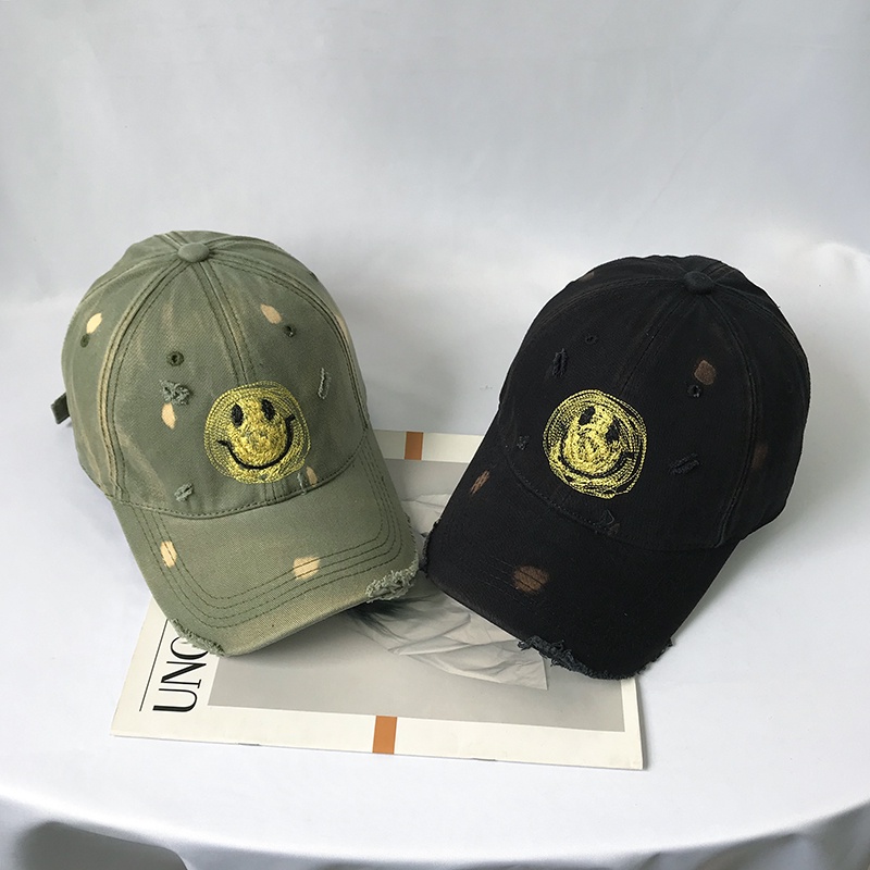 Mũ Lưỡi Trai Mềm Họa Tiết Mặt Cười Graffiti Phong Cách Hàn Quốc Cổ Điển Thời Trang Cho Nam Và Nữ