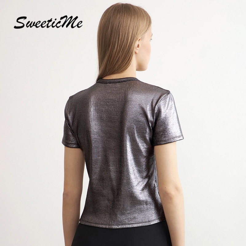 Áo Thun Tay Ngắn Cổ Tròn Màu Trơn Dáng Ôm Thời Trang 2023 Dành Cho Bạn Nữ