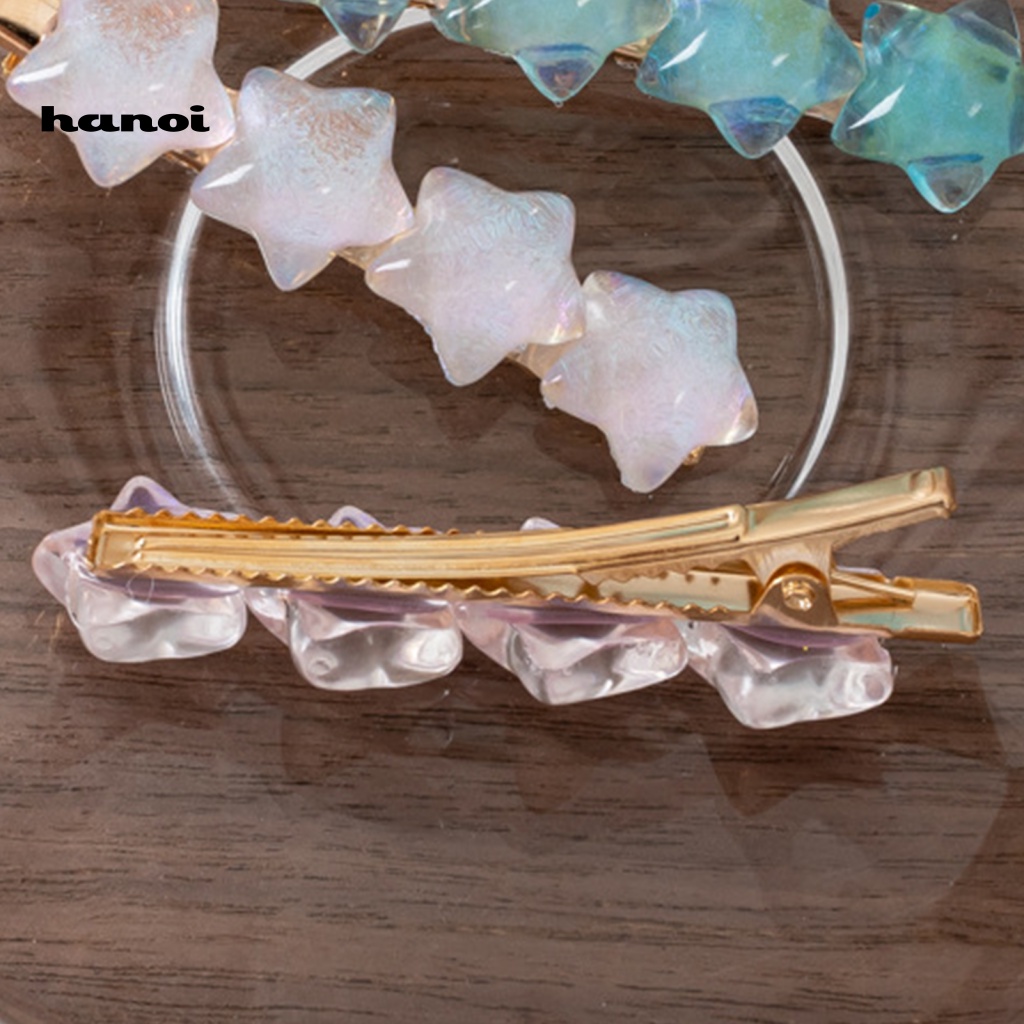Kẹp Tóc Hình Ngôi Sao Trong Suốt Bằng Nhựa Resin Chống Trượt Phong Cách Hàn Quốc Cho Nữ