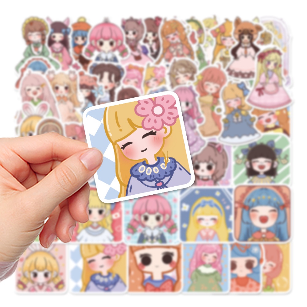 Bộ 50 Miếng Dán Hoạt Hình Bé Gái Đáng Yêu Trang Trí Vali / Laptop / Điện Thoại