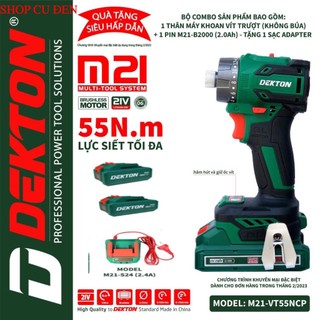 Máy vặn vít trượt dùng pin /dekton m21-vt55ncp / không chổi than - lực siết 55nm - chân pin phổ thông cu đẹn