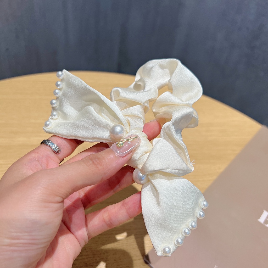 Dây Cột Tóc Đuôi Ngựa Hình Nơ Đính Ngọc Trai Nhân Tạo Thời Trang Năm 2023