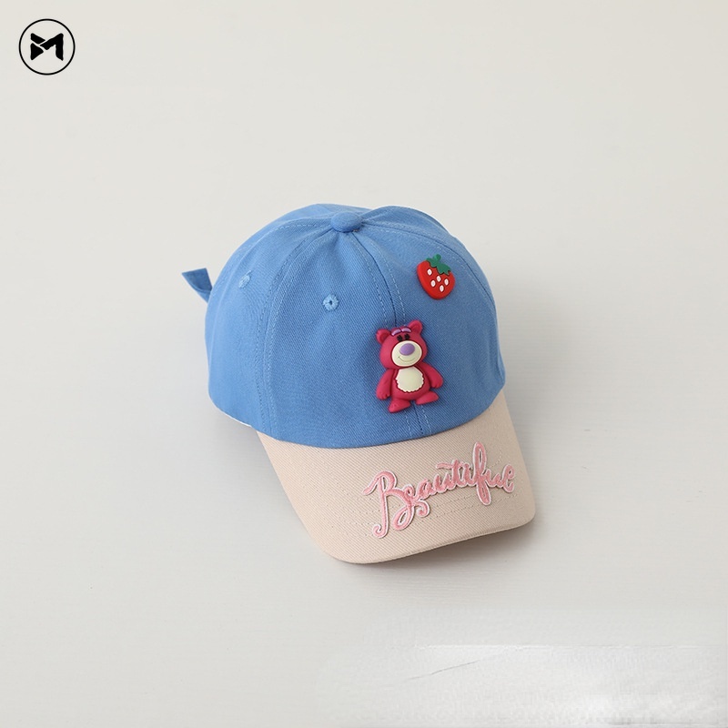 Mũ Lưỡi Trai Hình Gấu Dâu Tây Phong Cách Hàn Quốc Mới Năm 2023 Cho Bé 2-7 Tuổi