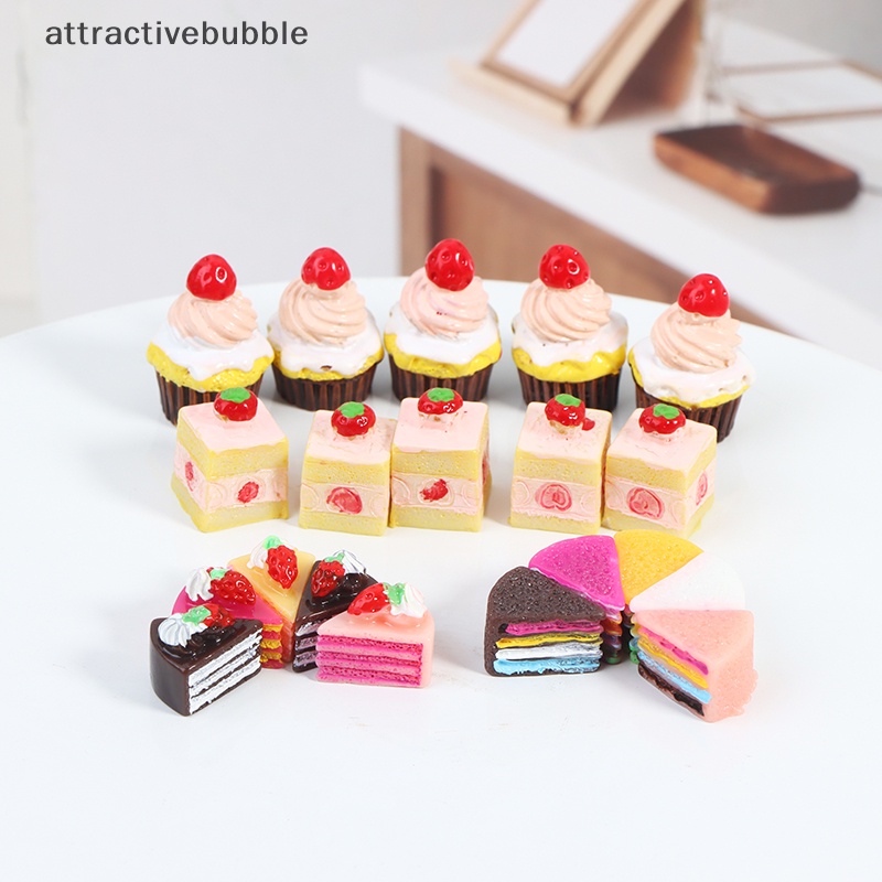Set 5 Bánh Kem Dâu Tây Tỉ Lệ 1: 12 Trang Trí Nhà Búp Bê