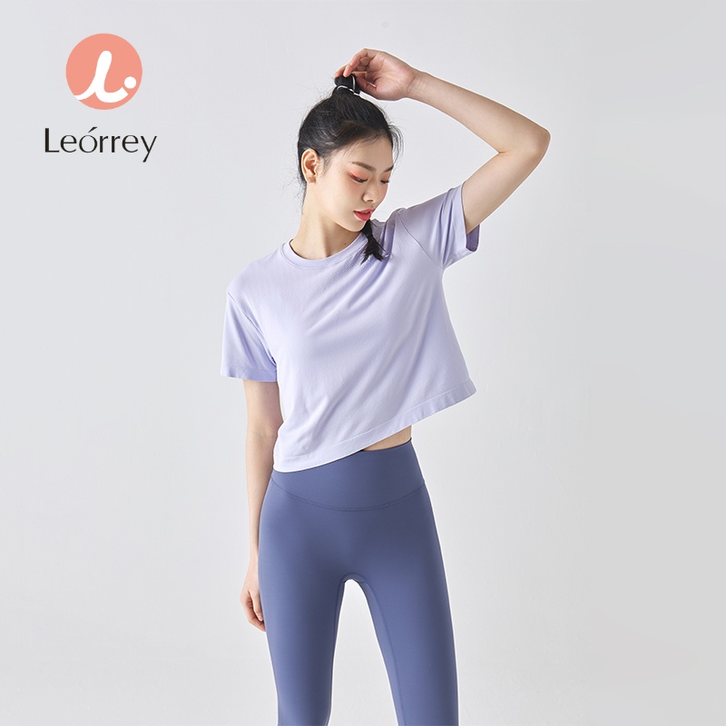 Leorrey Áo Thể Thao Áo Thun Thể Thao Áo Tập Thể Dục Yoga Cánh Hoa Rỗng Thoáng Khí Và Thấm Mồ Hôi Áo Thun Ngắn Tay Áo Nỉ