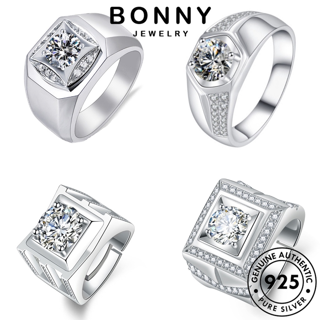 Trang sức bonny moissanite nhẫn bạc kim cương 925 trang sức nam đơn giản original m082