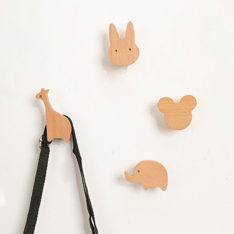 Móc Gỗ Treo Tường Không Đục Lỗ Hình Trăng Sao Đám Mây Đơn Giản Trang Trí Nhà Cửa