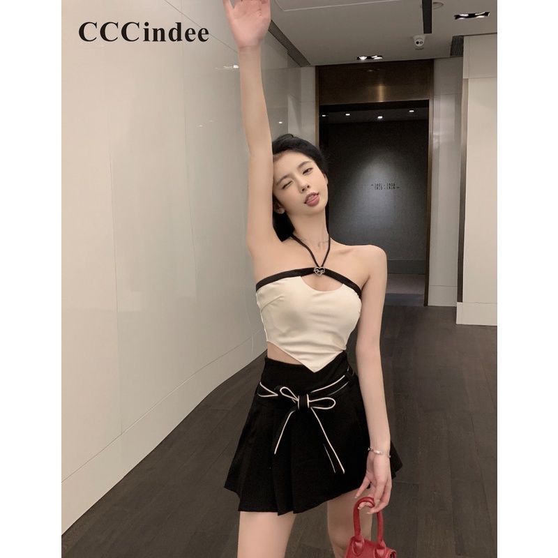 Áo Tank Top Hai Dây Dáng Ôm Màu Tương Phản Thời Trang Mới 2023 Dành Cho Bạn Nữ