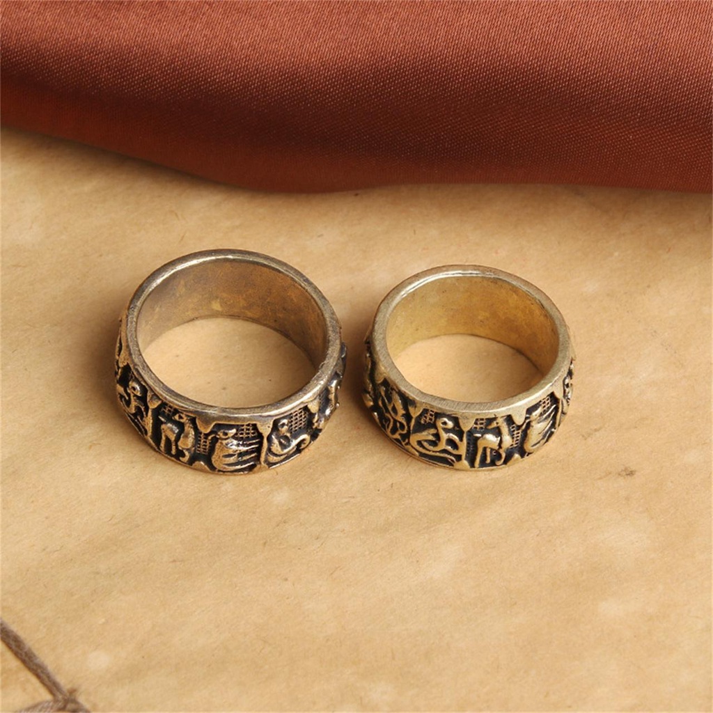 Nhẫn Hình Cung Hoàng Đạo May Mắn Bằng Đồng Thau Phong Cách Retro Trung Hoa