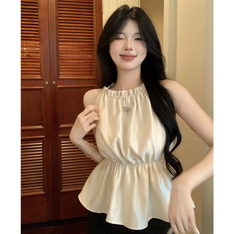 Áo Croptop Sát Nách Rút Dây Quyến Rũ Dễ Phối Đồ Thời Trang Mùa Hè Cho Nữ