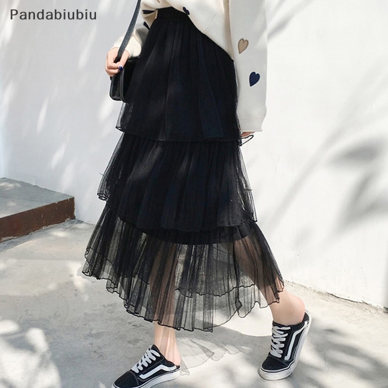 Váy nữ mùa hè thời trang dài Dài Màu Trơn voan co giãn eo bán thường ngày