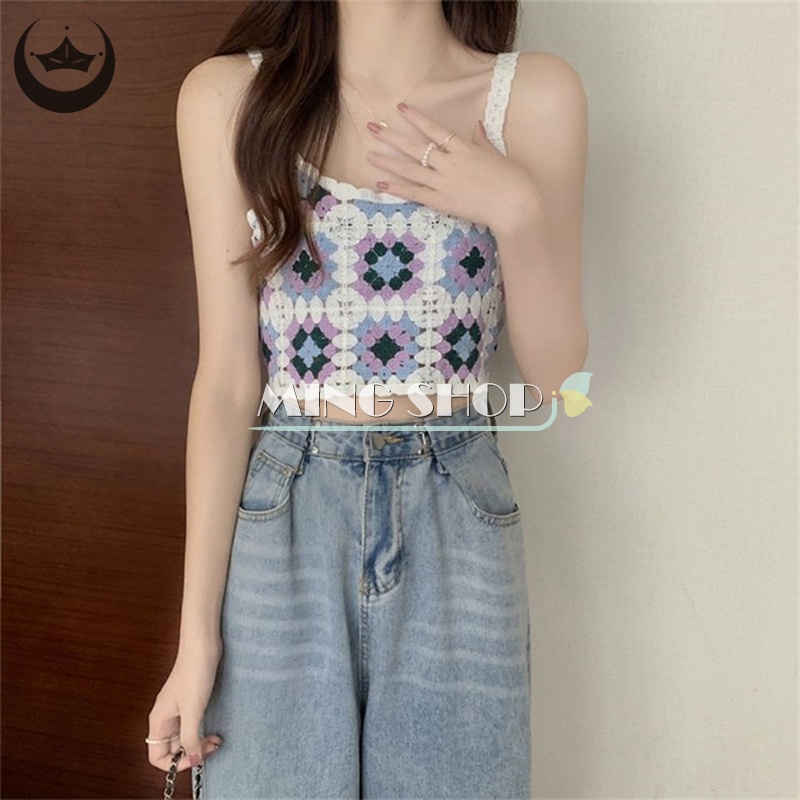 Áo Dệt Kim Hai Dây Thêu Họa Tiết Dân Tộc Phong Cách Retro Mùa Hè Dành Cho Nữ