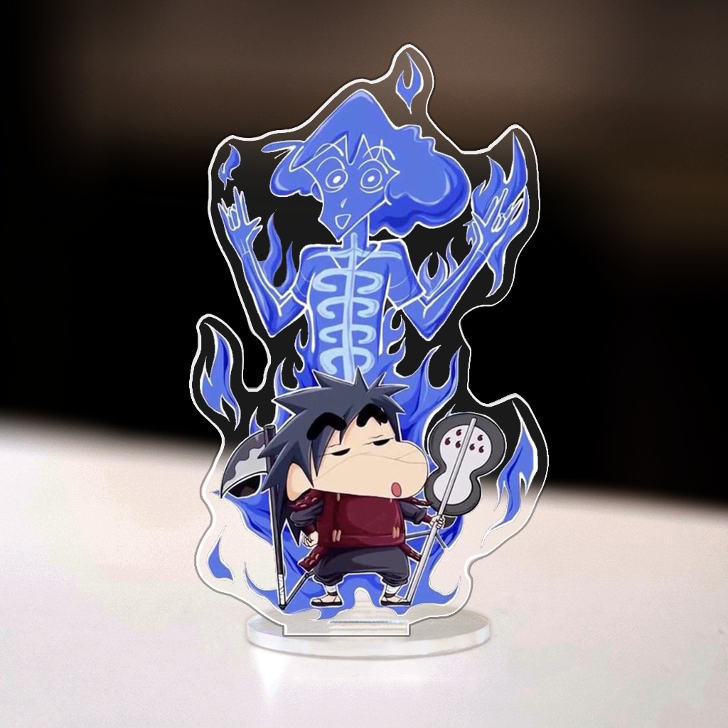 Mô hình đứng standee bằng arcrylic Shin Cậu Bé Bút Chì x Naruto Anime Manga decor góc học tập để bàn làm việc cao 8cm