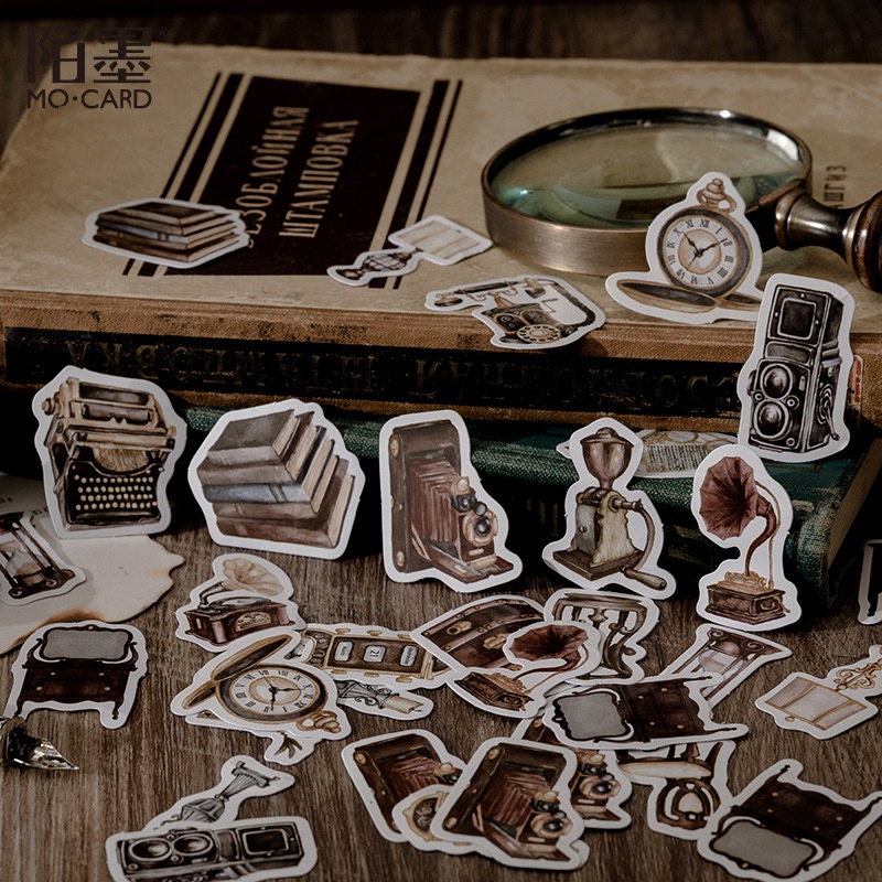 Hộp 46 Miếng Dán Trang Trí Sổ Tay DIY Phong Cách Retro
