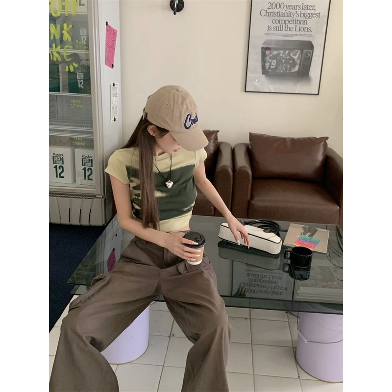 JINSHIHUI  áo croptop Áo Thun nữ baby tee Thiết kế ít eo slim hottie 2023 NEW Cái mới Đẹp ins fashion A99J2Z8 36Z230909