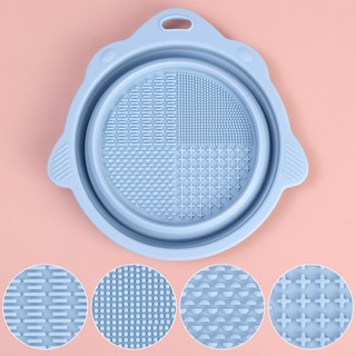 Multi-function silicone makeup brush cleaning bowl / powder puff beauty scrubber pad / foldable eyeshadow brushes wash mat
