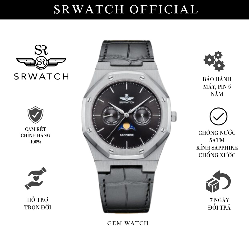 Đồng Hồ Nam SRWATCH Moon phase SG60062.4101 SM Kính Sapphire - Chính Hãng Bảo Hành 5 năm - Srwatch Vietnam
